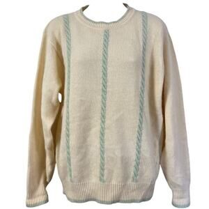 The Knit Connection by Russ Vintage Cable Knit Angora Lambswool Wool Sweater M